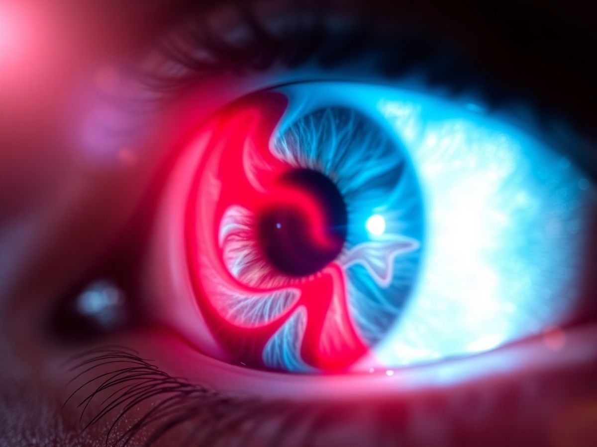 Ochi observând atent diverse forme abstracte.